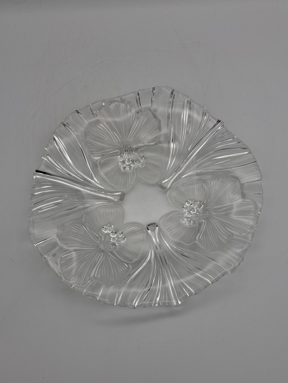 Clear Floral Glass Decorative Bowl - Home Accents
